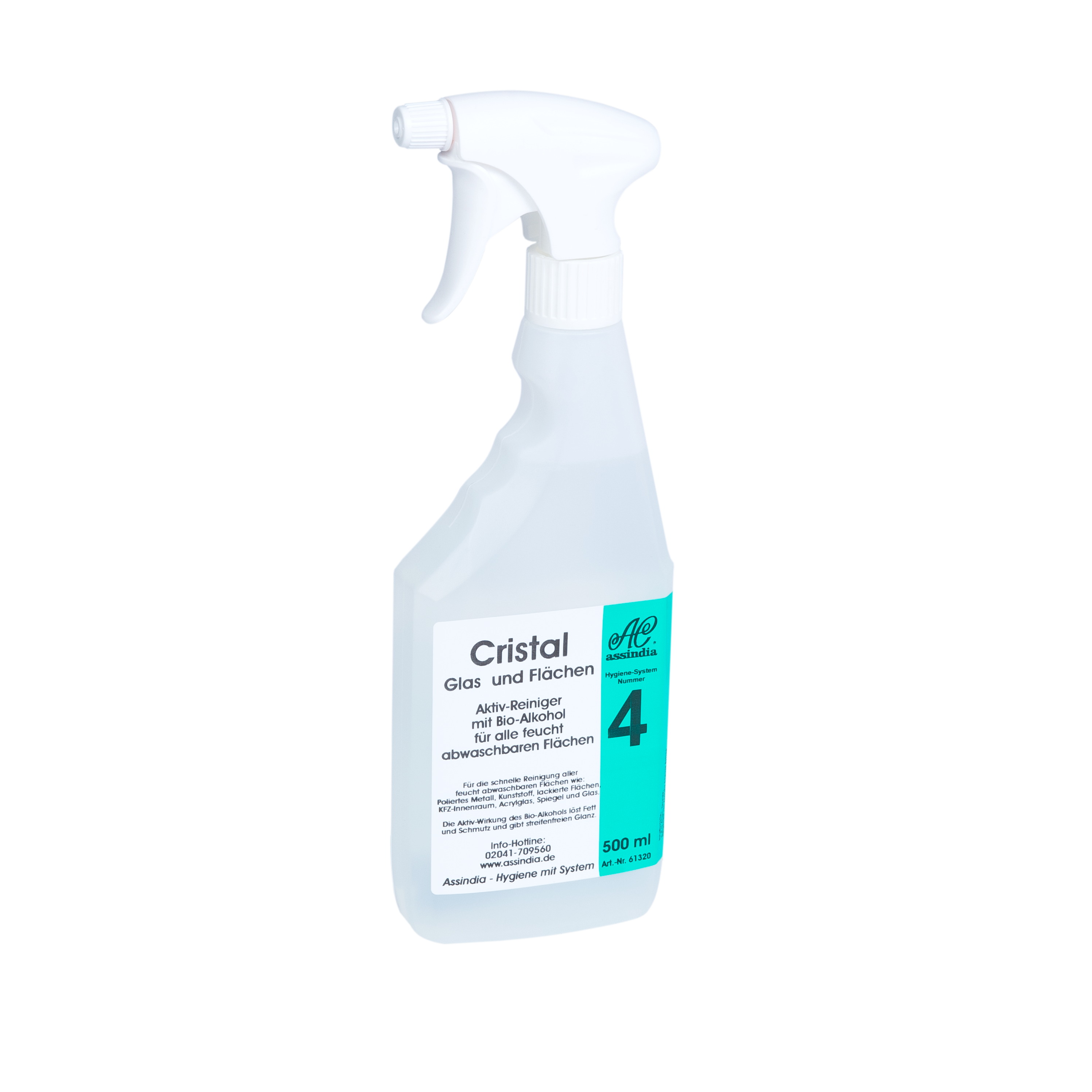Cristal Glas- & Flächenreiniger Assindia 500 ml, 5L – Glas- und Oberflächenreiniger für Fenster & Spiegel