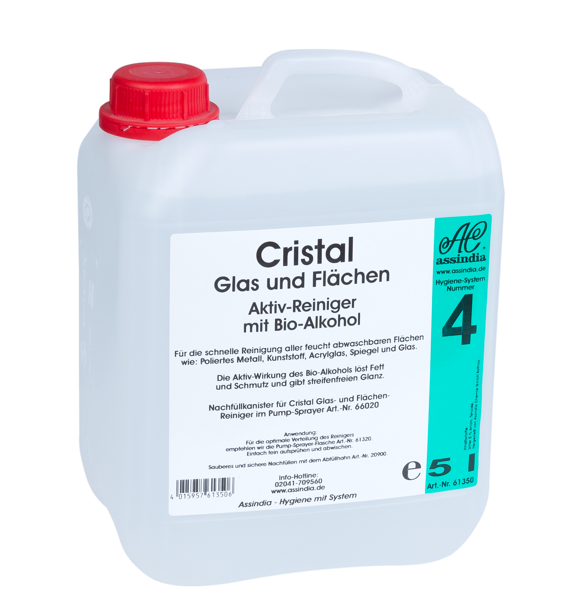 Cristal Glas- & Flächenreiniger Assindia 500 ml, 5L – Glas- und Oberflächenreiniger für Fenster & Spiegel