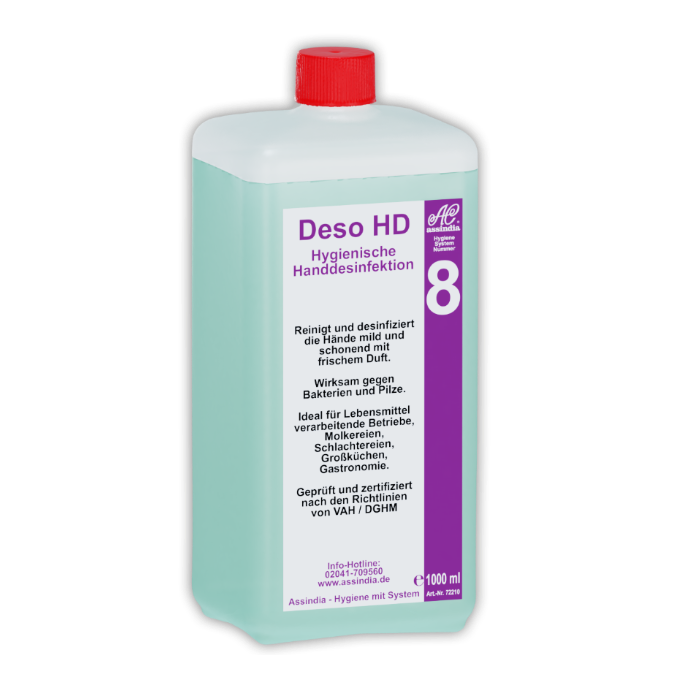 Handreiniger Deso HD Assindia 1000 ml – desinfizierende Handreinigung für Hygiene & Gastronomie