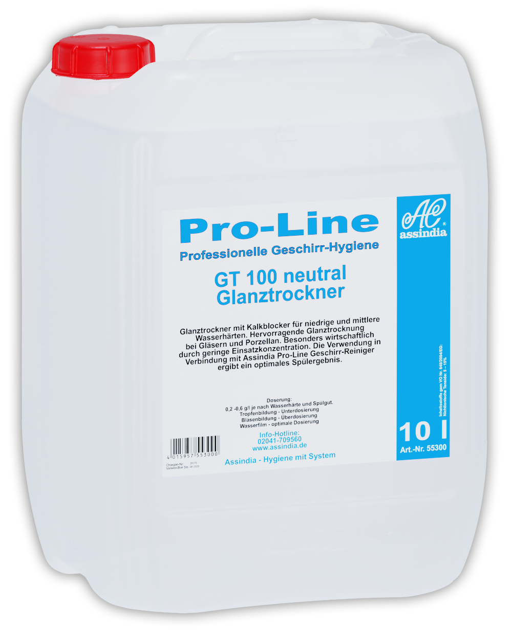 Klarspüler neutral Pro‑Line GT 100 N 10 L Kanister – Neutraler Profi Klarspüler mit Glanztrockner