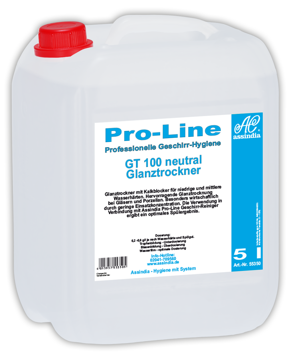 Klarspüler neutral Pro‑Line GT 100 N 5 L Kanister – Neutraler Profi Klarspüler mit Glanztrockner
