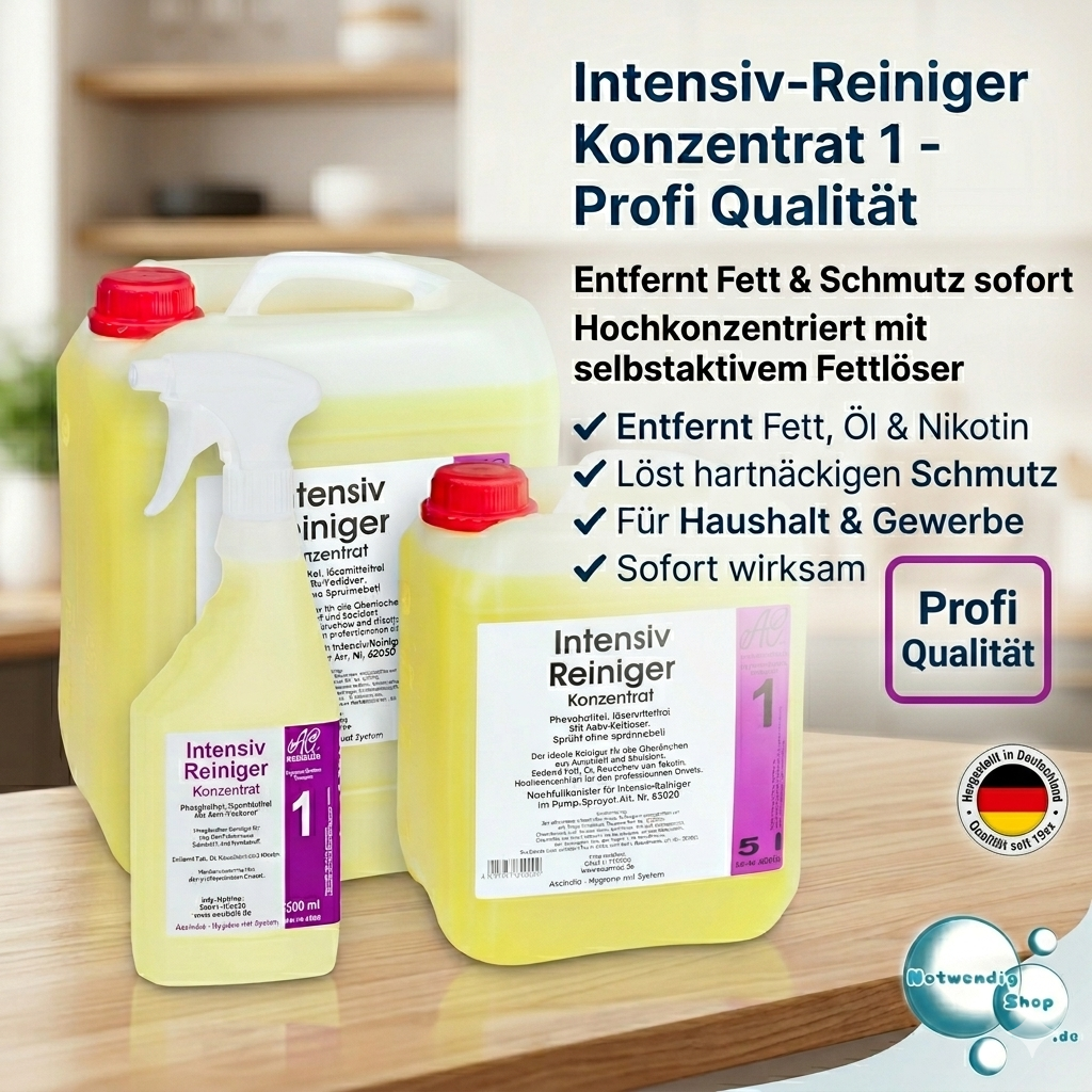Intensivreiniger Konzentrat Allzweckreiniger 500 ml, 5L, 10L Assindia  für den professionellen Einsatz.