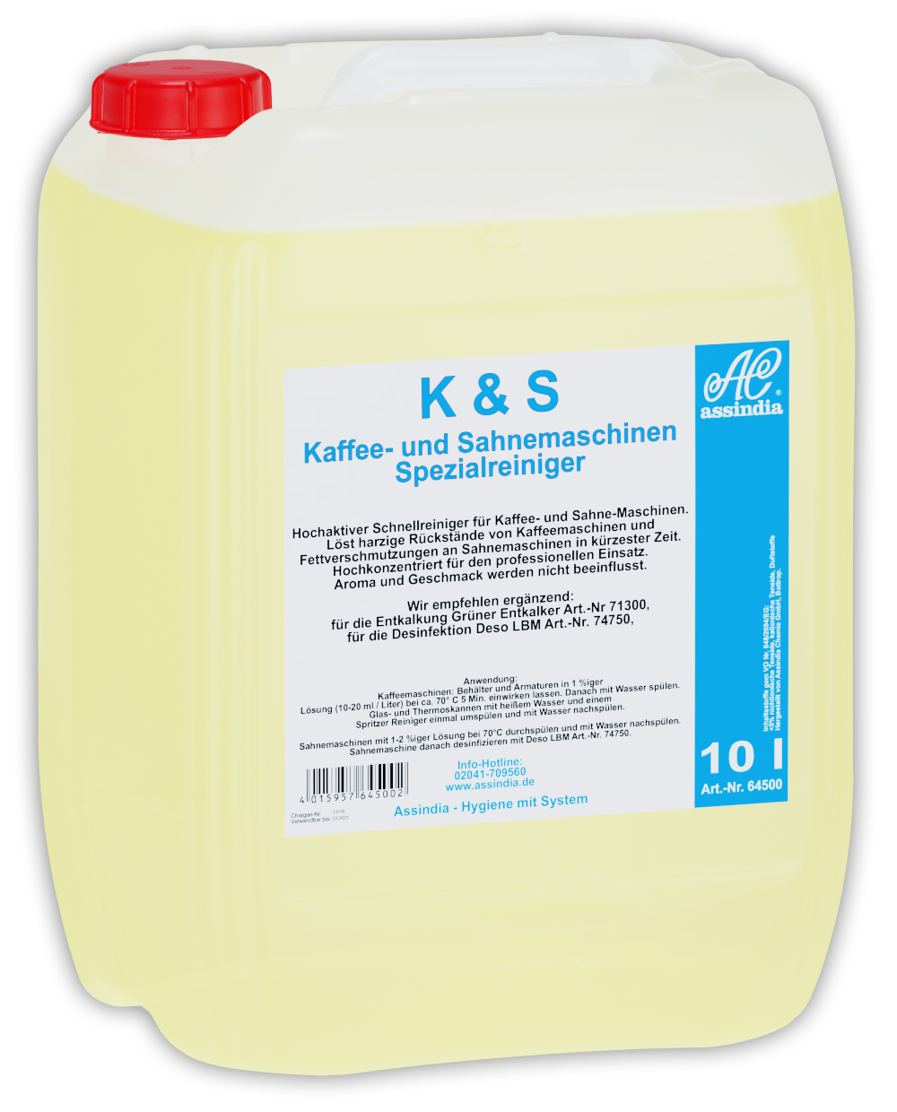 Kaffeemaschinen & Sahnesystem Reiniger 10 L – K&S Profi Spezialreiniger Assindia