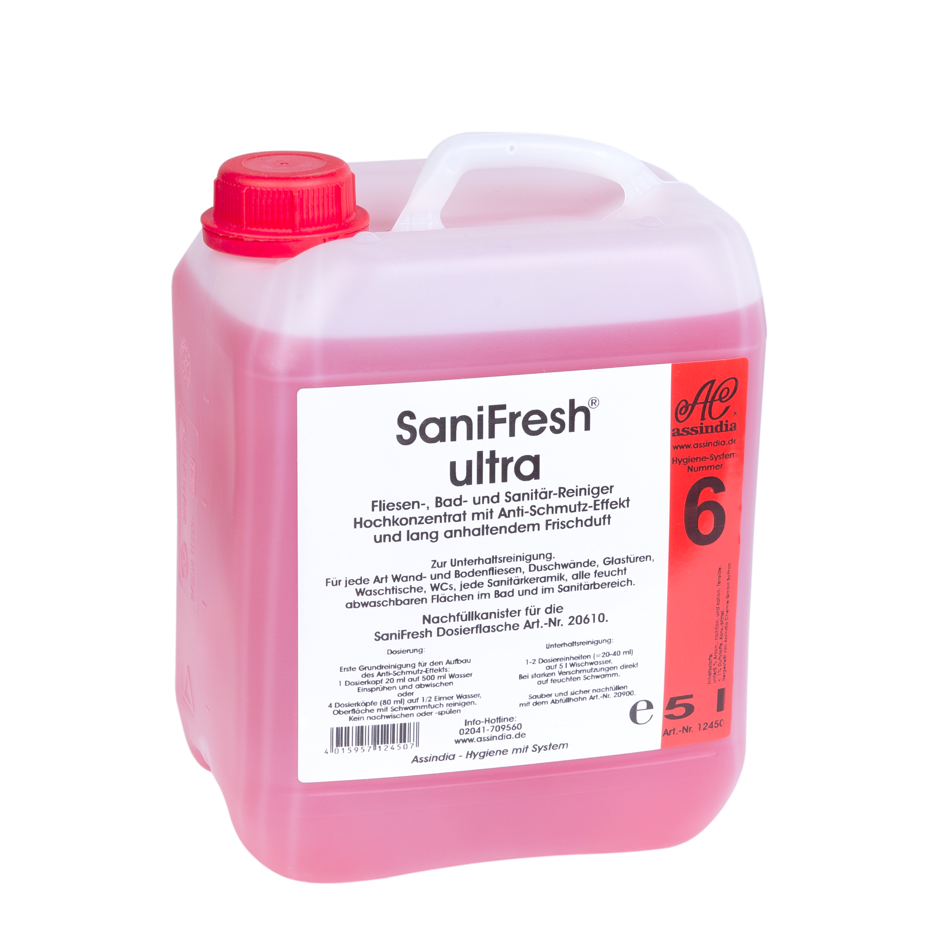SaniFresh Fliesenreiniger Assindia 1000 ml Flasche 5 L Kanister – kraftvoller Fliesen- und Sanitärreiniger