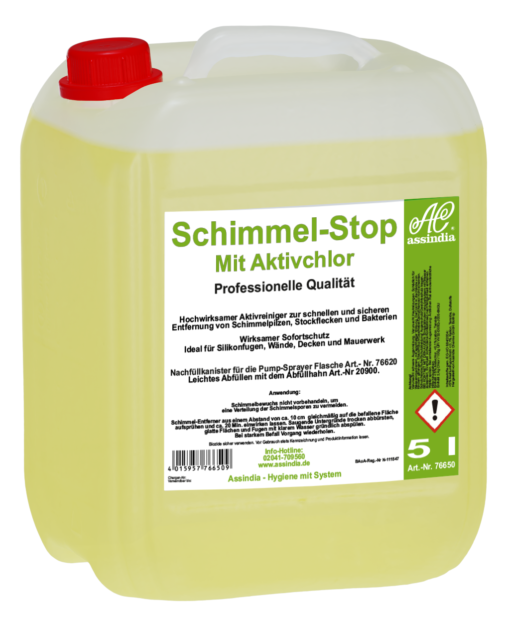 Assindia Profi Schimmel-Stop Professional – Aktivchlor Schimmelentferner für Bad, Fugen & Wände